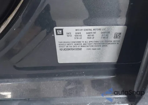 2014 Chevrolet Sonic Lt z USA, uszkodzony, nr VIN 1G1JC5SH7E4132502